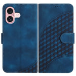 YX0060 Custodia in pelle per telefono con testa di elefante in rilievo con cordino, For iPhone 16 Pro, For iPhone 16 Plus, For iPhone 16