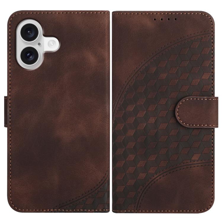 YX0060 Custodia in pelle per telefono con testa di elefante in rilievo con cordino, For iPhone 17, For iPhone Air, For iPhone 16 Pro Max