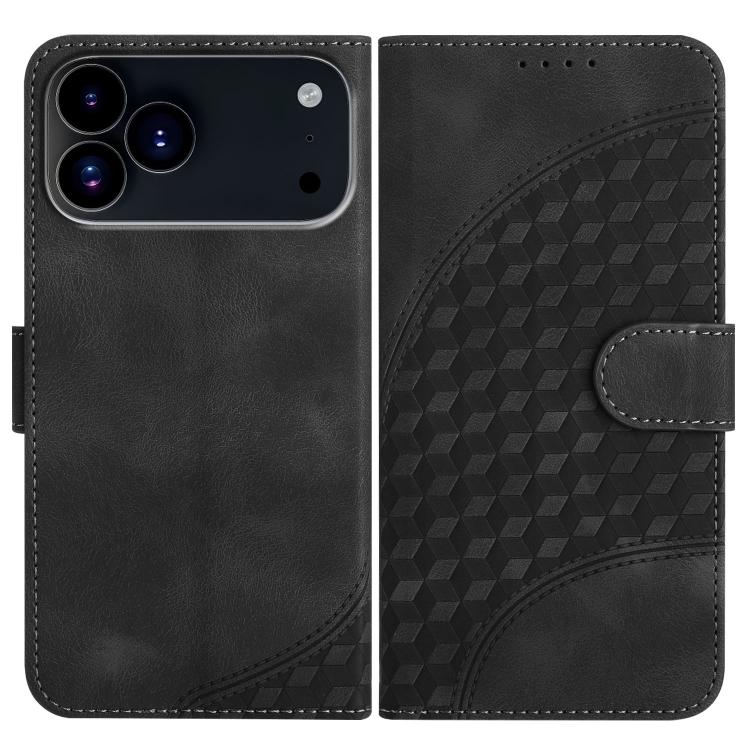 YX0060 Custodia in pelle per telefono con testa di elefante in rilievo con cordino, For iPhone 17e / 16e, For iPhone 17 Pro Max, For iPhone 17 Pro