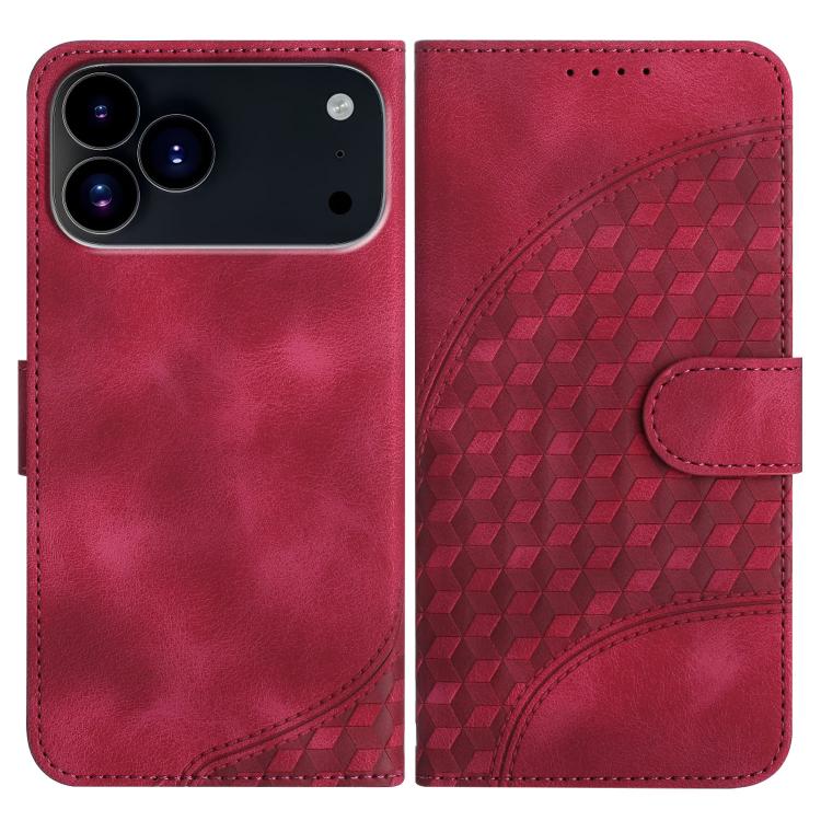 YX0060 Custodia in pelle per telefono con testa di elefante in rilievo con cordino, For iPhone 17e / 16e, For iPhone 17 Pro Max, For iPhone 17 Pro