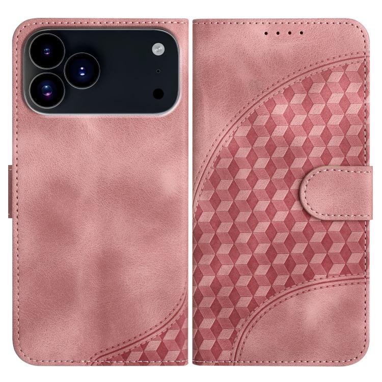 YX0060 Custodia in pelle per telefono con testa di elefante in rilievo con cordino, For iPhone 17e / 16e, For iPhone 17 Pro Max, For iPhone 17 Pro