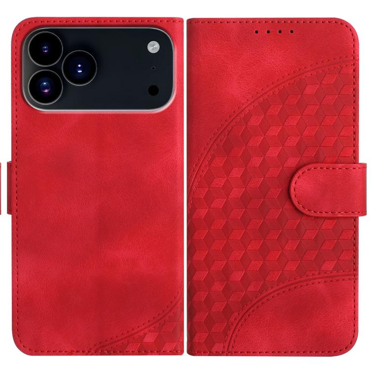 YX0060 Custodia in pelle per telefono con testa di elefante in rilievo con cordino, For iPhone 17e / 16e, For iPhone 17 Pro Max, For iPhone 17 Pro