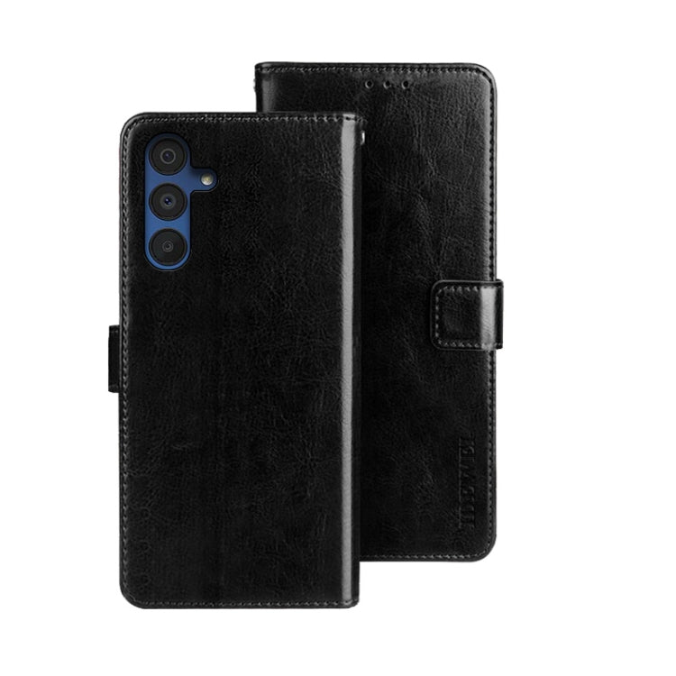 idewei Custodia per telefono in pelle con texture Crazy Horse con supporto, For Samsung Galaxy A15 5G, For Samsung Galaxy A55 5G, For Samsung Galaxy A35 5G