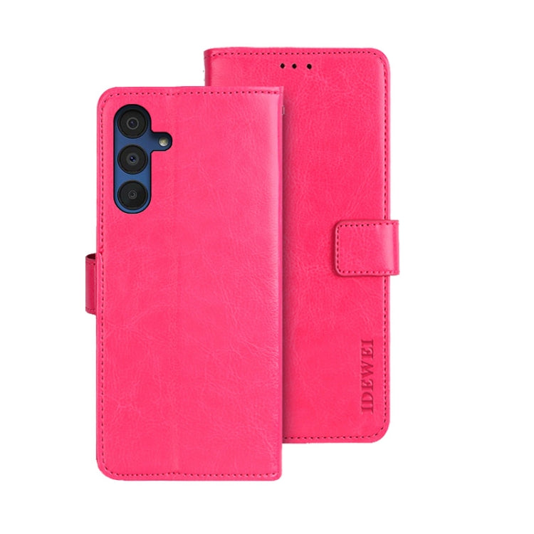 idewei Custodia per telefono in pelle con texture Crazy Horse con supporto, For Samsung Galaxy A15 5G, For Samsung Galaxy A55 5G, For Samsung Galaxy A35 5G