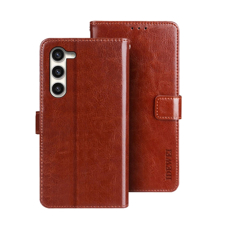 idewei Custodia per telefono in pelle con texture Crazy Horse con supporto, For Samsung Galaxy S24 Ultra 5G, For Samsung Galaxy S24+ 5G, For Samsung Galaxy S24 5G