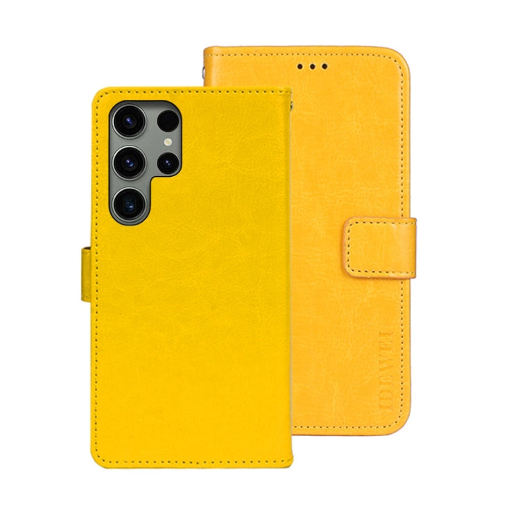 idewei Custodia per telefono in pelle con texture Crazy Horse con supporto, For Samsung Galaxy S24 Ultra 5G, For Samsung Galaxy S24+ 5G, For Samsung Galaxy S24 5G