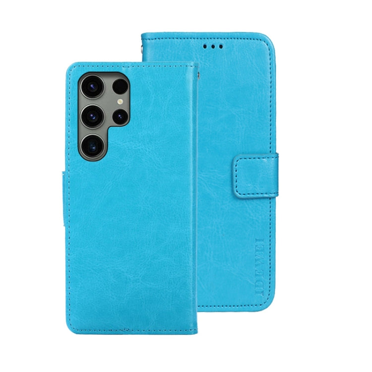 idewei Custodia per telefono in pelle con texture Crazy Horse con supporto, For Samsung Galaxy S24 Ultra 5G, For Samsung Galaxy S24+ 5G, For Samsung Galaxy S24 5G