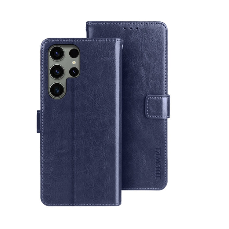 idewei Custodia per telefono in pelle con texture Crazy Horse con supporto, For Samsung Galaxy S24 Ultra 5G, For Samsung Galaxy S24+ 5G, For Samsung Galaxy S24 5G
