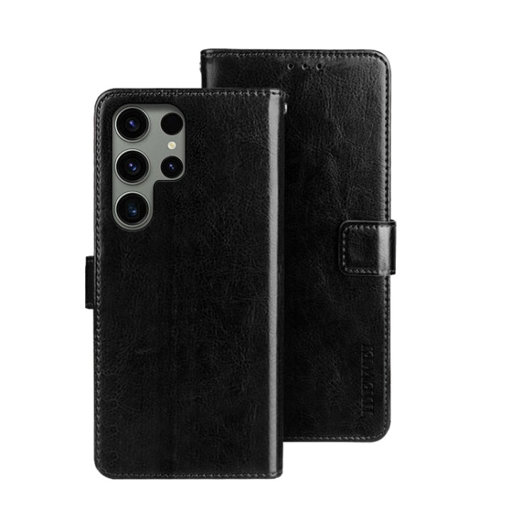 idewei Custodia per telefono in pelle con texture Crazy Horse con supporto, For Samsung Galaxy S24 Ultra 5G, For Samsung Galaxy S24+ 5G, For Samsung Galaxy S24 5G
