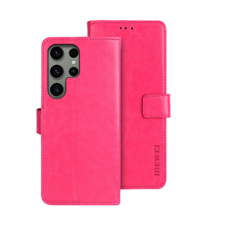 idewei Custodia per telefono in pelle con texture Crazy Horse con supporto, For Samsung Galaxy S24 Ultra 5G, For Samsung Galaxy S24+ 5G, For Samsung Galaxy S24 5G