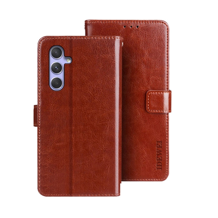 idewei Custodia per telefono in pelle con texture Crazy Horse con supporto, For Samsung Galaxy A15 5G, For Samsung Galaxy A55 5G, For Samsung Galaxy A35 5G