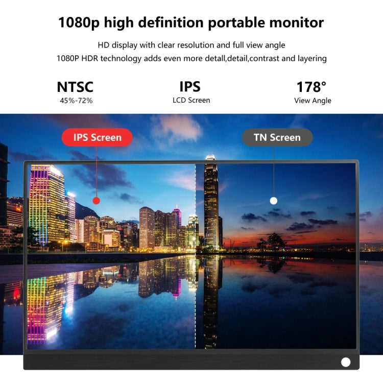 Monitor portatile con schermo IPS HDR 1080P da 15,6 pollici, 15.6 inch 1080P