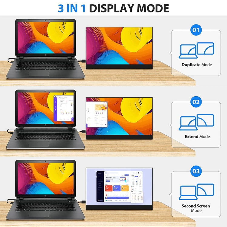 Monitor portatile con schermo IPS HDR 1080P da 15,6 pollici, 15.6 inch 1080P