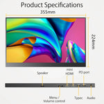 Monitor portatile con schermo IPS HDR 1080P da 15,6 pollici, 15.6 inch 1080P