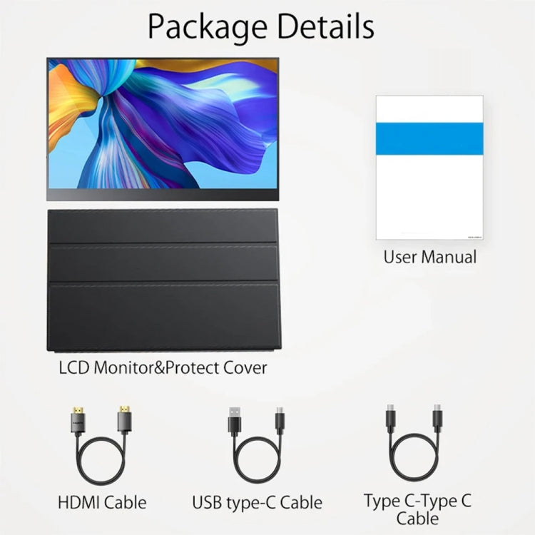 Monitor portatile con schermo IPS HDR 1080P da 15,6 pollici, 15.6 inch 1080P