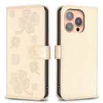 Custodia per telefono in pelle goffrata a quattro foglie, For iPhone 15 Pro Max, For iPhone 15 Pro, For iPhone 15 Plus, For iPhone 15
