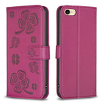 Custodia per telefono in pelle goffrata a quattro foglie, For iPhone 7 / 8 / SE 2022, For iPhone 13 Pro Max, For iPhone 13 Pro, For iPhone 13