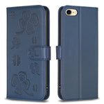 Custodia per telefono in pelle goffrata a quattro foglie, For iPhone 7 / 8 / SE 2022, For iPhone 13 Pro Max, For iPhone 13 Pro, For iPhone 13