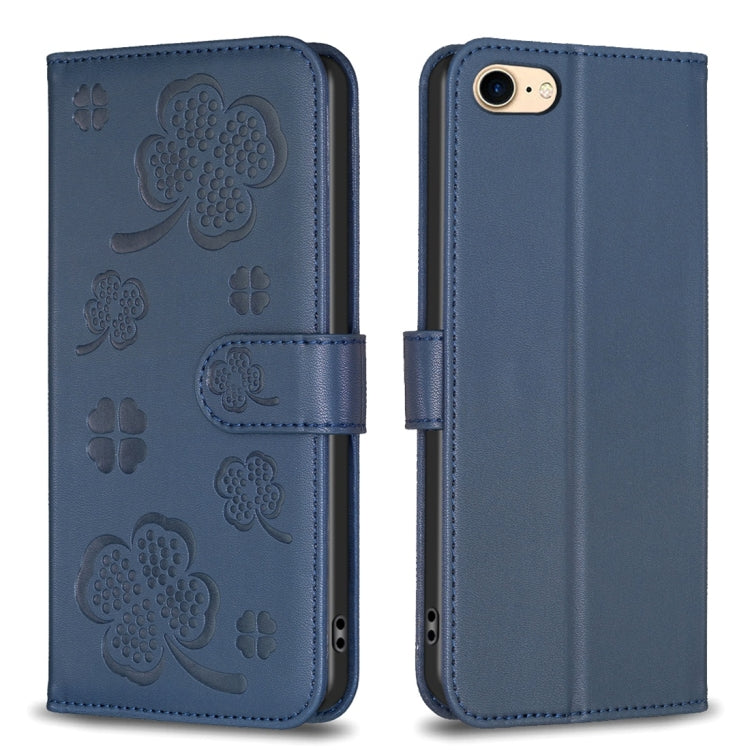 Custodia per telefono in pelle goffrata a quattro foglie, For iPhone 7 / 8 / SE 2022, For iPhone 13 Pro Max, For iPhone 13 Pro, For iPhone 13