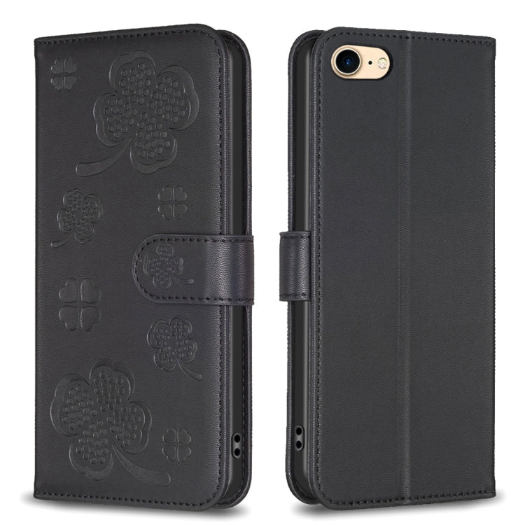 Custodia per telefono in pelle goffrata a quattro foglie, For iPhone 7 / 8 / SE 2022, For iPhone 13 Pro Max, For iPhone 13 Pro, For iPhone 13