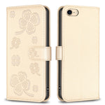 Custodia per telefono in pelle goffrata a quattro foglie, For iPhone 7 / 8 / SE 2022, For iPhone 13 Pro Max, For iPhone 13 Pro, For iPhone 13