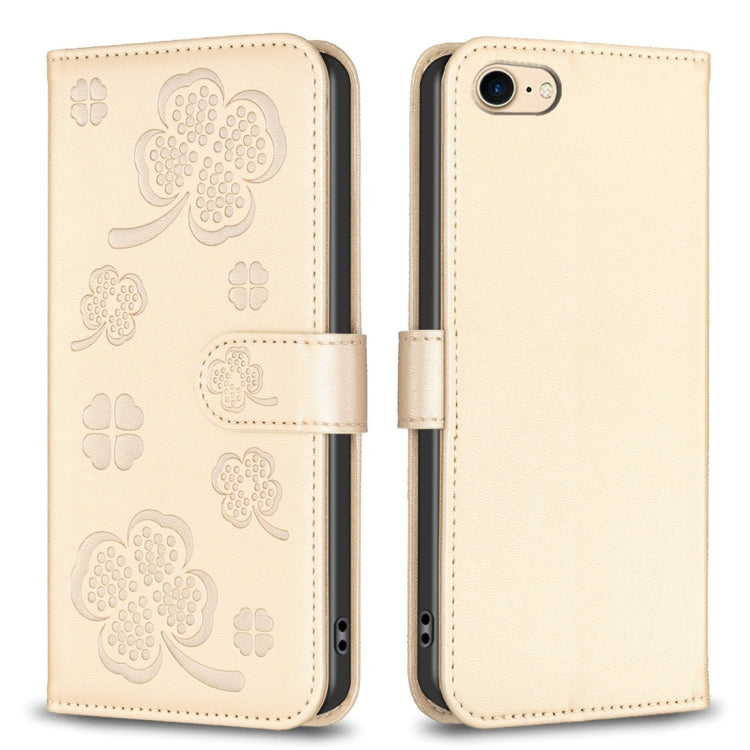 Custodia per telefono in pelle goffrata a quattro foglie, For iPhone 7 / 8 / SE 2022, For iPhone 13 Pro Max, For iPhone 13 Pro, For iPhone 13