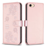 Custodia per telefono in pelle goffrata a quattro foglie, For iPhone 7 / 8 / SE 2022, For iPhone 13 Pro Max, For iPhone 13 Pro, For iPhone 13