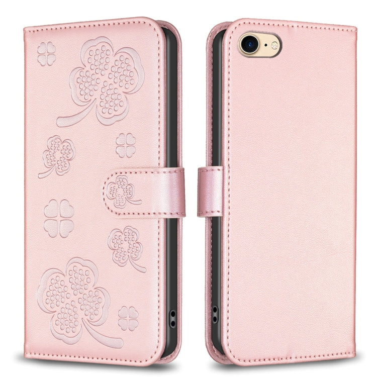 Custodia per telefono in pelle goffrata a quattro foglie, For iPhone 7 / 8 / SE 2022, For iPhone 13 Pro Max, For iPhone 13 Pro, For iPhone 13