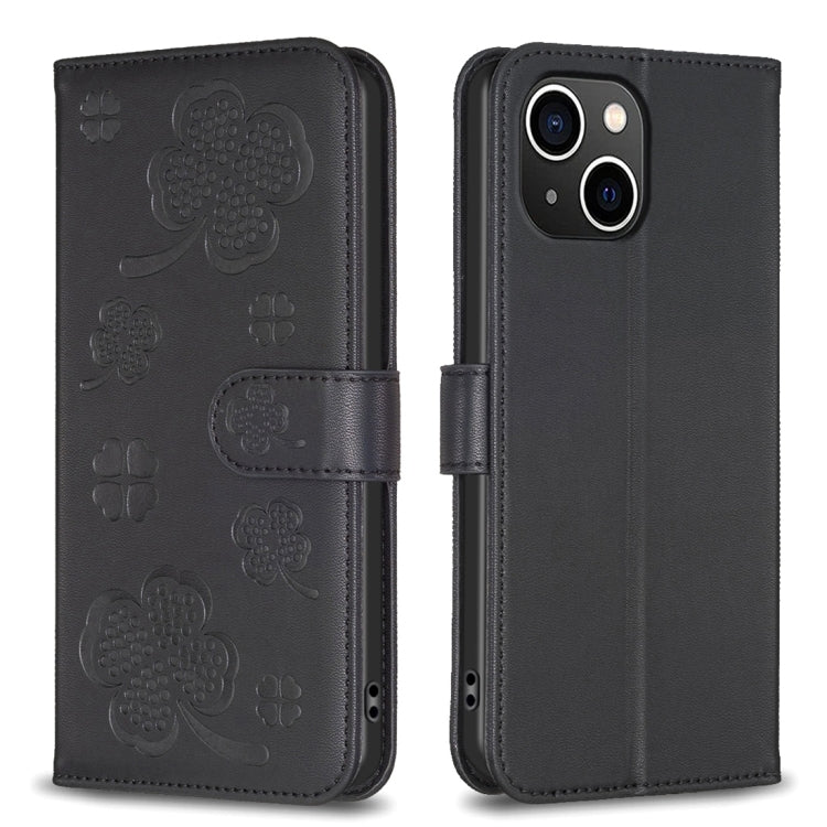 Custodia per telefono in pelle goffrata a quattro foglie, For iPhone 7 / 8 / SE 2022, For iPhone 13 Pro Max, For iPhone 13 Pro, For iPhone 13