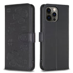 Custodia per telefono in pelle goffrata a quattro foglie, For iPhone 12 / 12 Pro, For iPhone 12 Pro Max, For iPhone 11 Pro Max, For iPhone 11