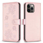 Custodia per telefono in pelle goffrata a quattro foglie, For iPhone 12 / 12 Pro, For iPhone 12 Pro Max, For iPhone 11 Pro Max, For iPhone 11