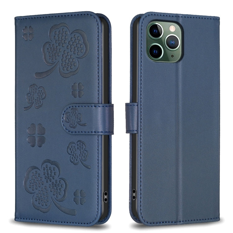 Custodia per telefono in pelle goffrata a quattro foglie, For iPhone 11 Pro, For iPhone X / XS, For iPhone XR, For iPhone XS Max