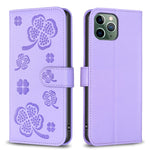 Custodia per telefono in pelle goffrata a quattro foglie, For iPhone 11 Pro, For iPhone X / XS, For iPhone XR, For iPhone XS Max