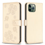 Custodia per telefono in pelle goffrata a quattro foglie, For iPhone 11 Pro, For iPhone X / XS, For iPhone XR, For iPhone XS Max