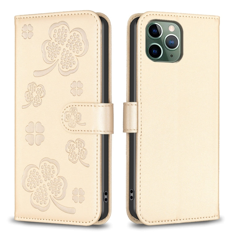 Custodia per telefono in pelle goffrata a quattro foglie, For iPhone 11 Pro, For iPhone X / XS, For iPhone XR, For iPhone XS Max