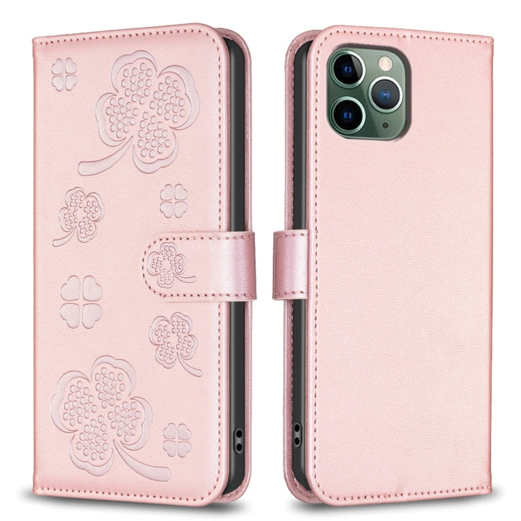 Custodia per telefono in pelle goffrata a quattro foglie, For iPhone 11 Pro, For iPhone X / XS, For iPhone XR, For iPhone XS Max