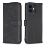 Custodia per telefono in pelle goffrata a quattro foglie, For iPhone 12 / 12 Pro, For iPhone 12 Pro Max, For iPhone 11 Pro Max, For iPhone 11