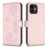 Custodia per telefono in pelle goffrata a quattro foglie, For iPhone 12 / 12 Pro, For iPhone 12 Pro Max, For iPhone 11 Pro Max, For iPhone 11