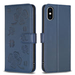 Custodia per telefono in pelle goffrata a quattro foglie, For iPhone 11 Pro, For iPhone X / XS, For iPhone XR, For iPhone XS Max