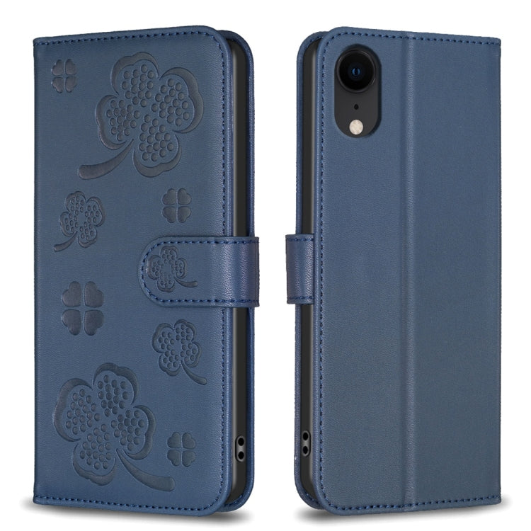 Custodia per telefono in pelle goffrata a quattro foglie, For iPhone 11 Pro, For iPhone X / XS, For iPhone XR, For iPhone XS Max