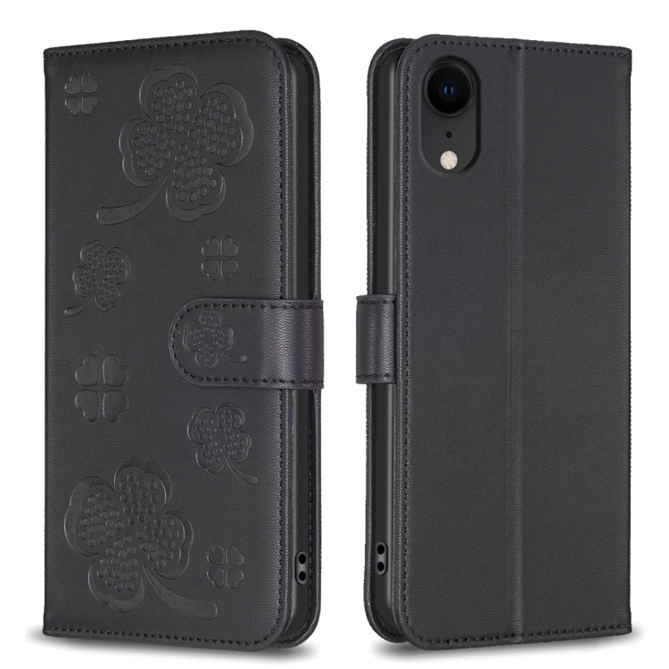 Custodia per telefono in pelle goffrata a quattro foglie, For iPhone 11 Pro, For iPhone X / XS, For iPhone XR, For iPhone XS Max