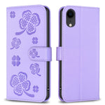Custodia per telefono in pelle goffrata a quattro foglie, For iPhone 11 Pro, For iPhone X / XS, For iPhone XR, For iPhone XS Max