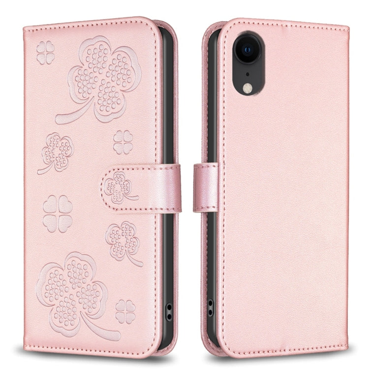 Custodia per telefono in pelle goffrata a quattro foglie, For iPhone 11 Pro, For iPhone X / XS, For iPhone XR, For iPhone XS Max