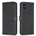 Custodia per telefono in pelle goffrata a quattro foglie, For iPhone 11 Pro, For iPhone X / XS, For iPhone XR, For iPhone XS Max