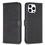 Custodia per telefono in pelle goffrata a quattro foglie, For iPhone 14 Plus, For iPhone 14, For iPhone 14 Pro, For iPhone 14 Pro Max