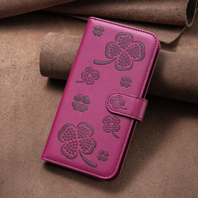 Custodia per telefono in pelle goffrata a quattro foglie, For iPhone 14 Plus, For iPhone 14, For iPhone 14 Pro, For iPhone 14 Pro Max