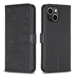 Custodia per telefono in pelle goffrata a quattro foglie, For iPhone 14 Plus, For iPhone 14, For iPhone 14 Pro, For iPhone 14 Pro Max