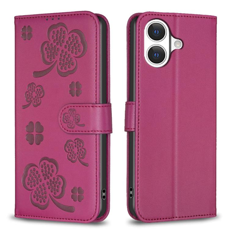 Custodia per telefono in pelle goffrata a quattro foglie, For iPhone 18 Pro/17 Pro, For iPhone 18 Pro Max/17 Pro Max, For iPhone 17, For iPhone 17 Air