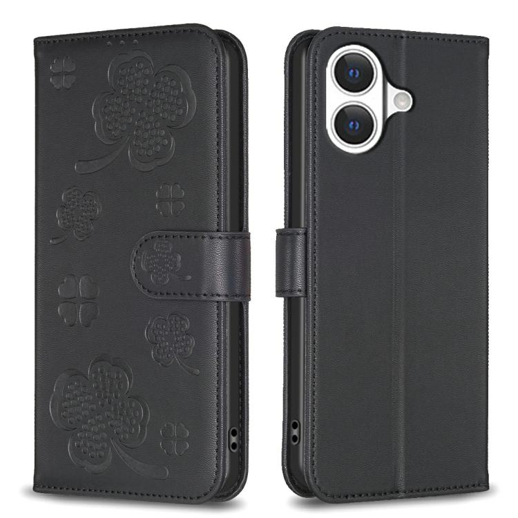 Custodia per telefono in pelle goffrata a quattro foglie, For iPhone 18 Pro/17 Pro, For iPhone 18 Pro Max/17 Pro Max, For iPhone 17, For iPhone 17 Air
