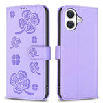 Custodia per telefono in pelle goffrata a quattro foglie, For iPhone 18 Pro/17 Pro, For iPhone 18 Pro Max/17 Pro Max, For iPhone 17, For iPhone 17 Air
